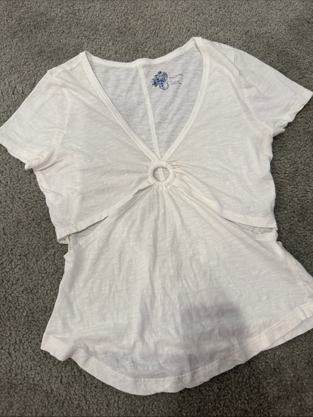 Pilcro White Short-Sleeve V-Neck Ring-Front Tee